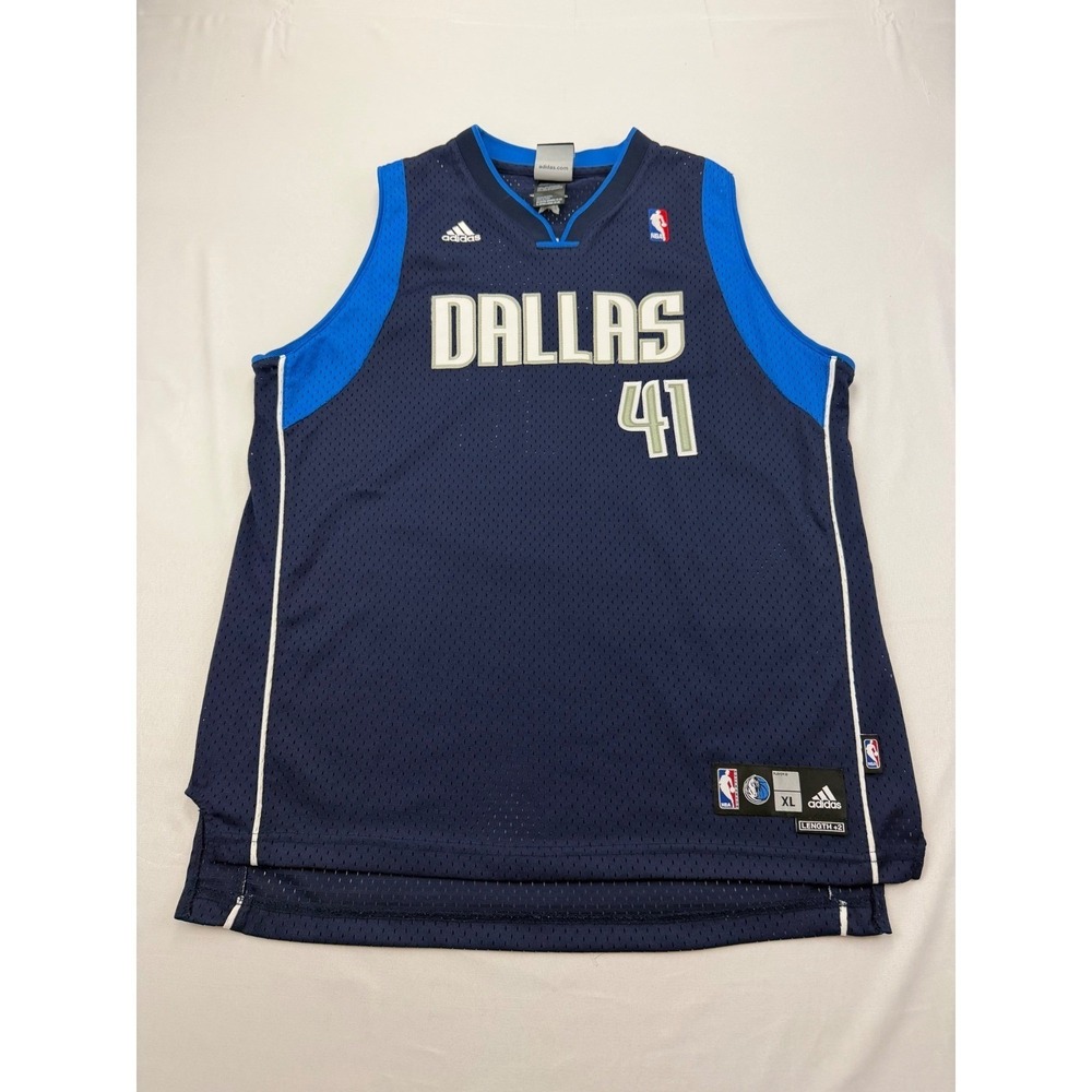 Adidas Dallas Mavericks Dirk Nowitzki Jersey Boys XL Blue NBA Basketball #41